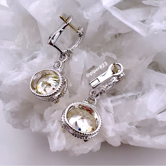 Judith Ripka JR TWO Canary Crystal & Diamond Drop Earrings - Picture 6 of 8